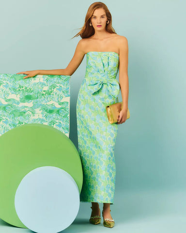 Tiernan Maxi Dress, Capri Blue Tulip Tango Jacquard-Lilly Pulitzer