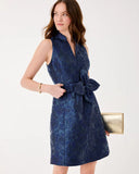 Tazie Dress, Low Tide Navy Nightshade Brocade-Lilly Pulitzer