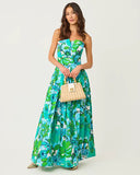 Ivella Maxi Dress, Capri Blue Rousseaus Roses Overlay-Lilly Pulitzer