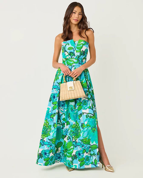 Ivella Maxi Dress, Capri Blue Rousseaus Roses Overlay-Lilly Pulitzer