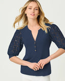 Ronson Eyeley Knit Top, Low Tide Navy-Lilly Pulitzer