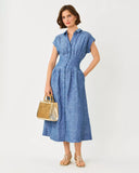 Tonya Linen Midi Shirtdress, Starlight Navy X Resort White-Lilly Pulitzer