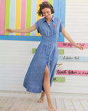 Tonya Linen Midi Shirtdress, Starlight Navy X Resort White-Lilly Pulitzer