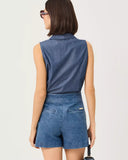 Fenly Sleeveless Top, Indigo Chambray