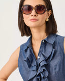 Fenly Sleeveless Top, Indigo Chambray