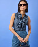 Fenly Sleeveless Top, Indigo Chambray