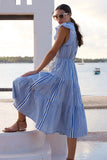 Cinched Flirty Midi, Henley Blue-Oliphant Design
