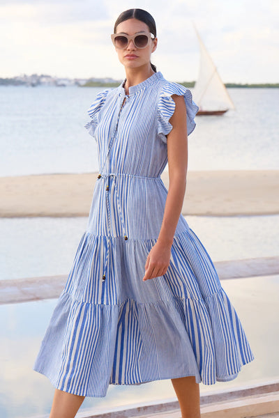 Cinched Flirty Midi, Henley Blue-Oliphant Design