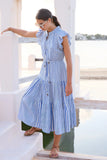 Cinched Flirty Midi, Henley Blue-Oliphant Design