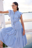 Cinched Flirty Midi, Henley Blue-Oliphant Design