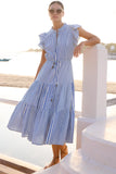 Cinched Flirty Midi, Henley Blue-Oliphant Design