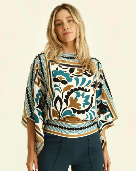Fenna Scarf Top-Stained Glass Floral