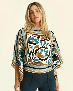 Fenna Scarf Top-Stained Glass Floral-Cartolina