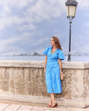 Betsy Dress Stretch Poplin, Cornflower-Jude Connally