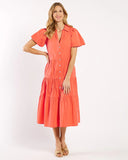 Betsy Dress Stretch Poplin, Coral-Jude Connally