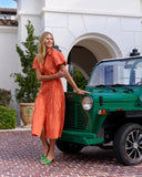 Betsy Dress Stretch Poplin, Coral-Jude Connally