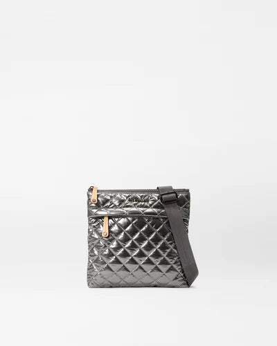 MZ Wallace Metro Flat Crossbody, Pewter Metallic-MZ Wallace