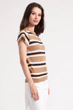 Multi Stripe Cap Sleeve Top, Sand Combo-Minnie Rose