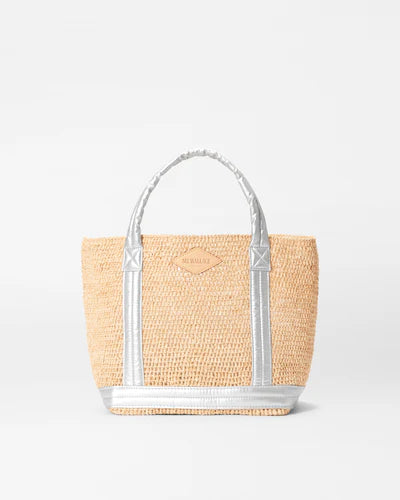 MZ Wallace Small Raffia Tote, Matte Silver-MZ Wallace