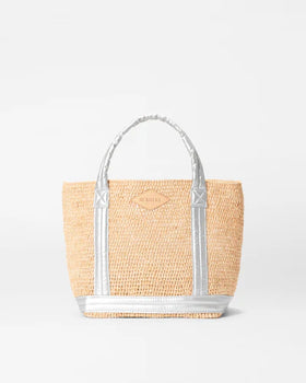 MZ Wallace Small Raffia Tote, Matte Silver-MZ Wallace