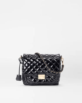 MZ Wallace Medium Crosby Lock Crossbody, Black Lacquer-MZ Wallace