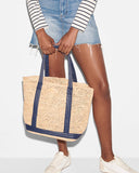 MZ Wallace Medium Raffia Tote, Navy-MZ Wallace