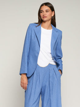 Gadea Herringbone Blazer, Blue-Vilagallo