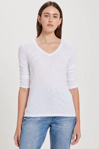 Ruch 1/2 Sleeve V, White-Goldie