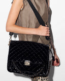 MZ Wallace Large Crosby Lock Crossbody, Black Lacquer-MZ Wallace