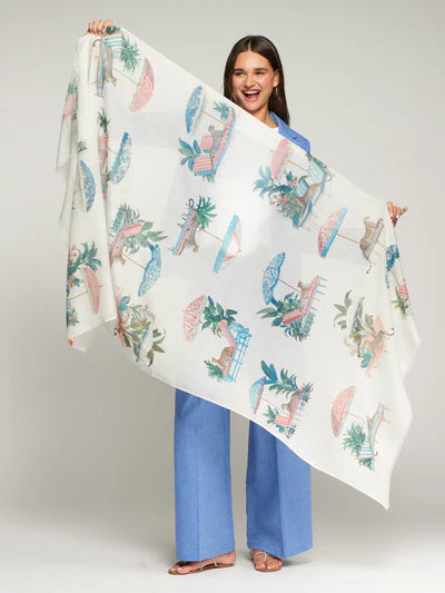 Scarf, Leopards & Umbrella Print-Vilagallo