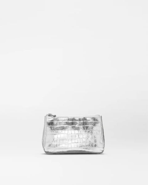 MZ Wallace Leather Medium Luna Cosmetic, Silver Croc Effect-MZ Wallace