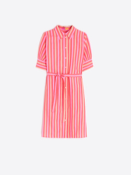Striped Shirt Dress, Pink Orange-Vilagallo