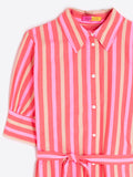Striped Shirt Dress, Pink Orange-Vilagallo