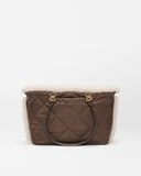 MZ  Medium Madison E-W Tote, Shearling / Walnut