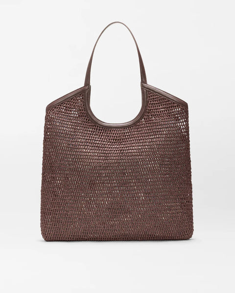 Large Crochet Georgia Tote, Brown-MZ Wallace