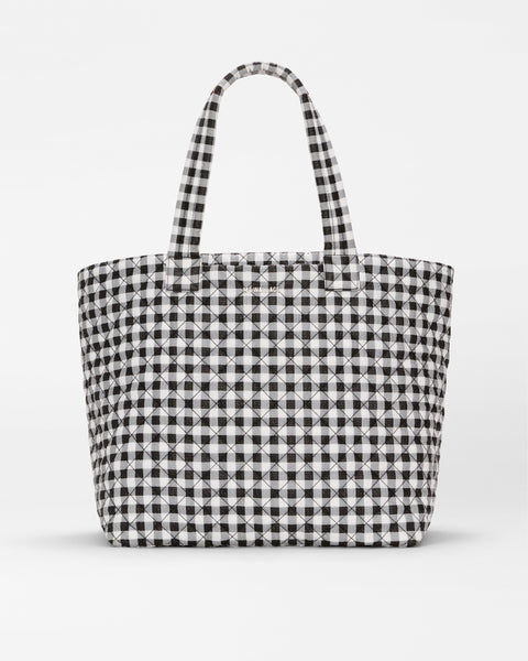 Large Metro Tote Deluxe, Black White Gingham-MZ Wallace