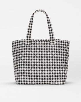 Large Metro Tote Deluxe, Black White Gingham-MZ Wallace