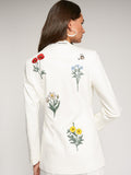Sophia Embroidered Floral Blazer, White-Vilagallo
