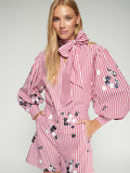 Bow Shirt with Red Tie and Sequins, Red White-Vilagallo