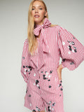 Bow Shirt with Red Tie and Sequins, Red White-Vilagallo
