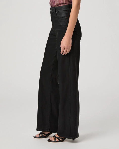 Paige Anessa 31" Wide Leg Jean, Black Fog Luxe Coating-PAIGE