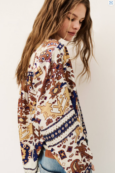Varone Printed Blouse, Ecru-ba&sh