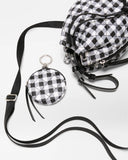 MZW Large Metro Tote Deluxe, Black White Gingham-MZ Wallace