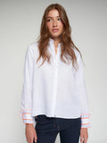 Shirt with Ruffled Cuff, White-Vilagallo