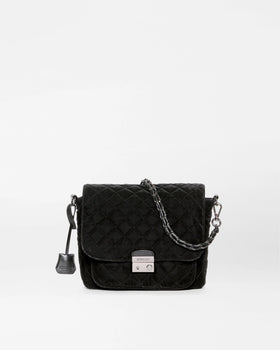 MZ Medium Crosby Lock Crossbody II, Black Velvet Finish-MZ Wallace