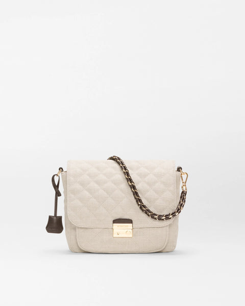 MZ Wallace Medium Crosby Lock Crossbody, Sandy Linen-MZ Wallace