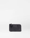 MZ Grain Leather Zip Card Case, Black-MZ Wallace