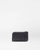 MZ Grain Leather Zip Card Case, Black-MZ Wallace