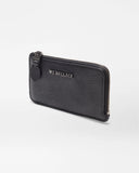 MZ Grain Leather Zip Card Case, Black-MZ Wallace