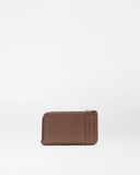 MZ Grain Leather Zip Card Case, Chestnut Brown-MZ Wallace